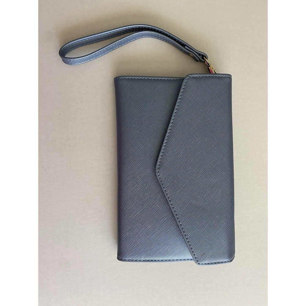 Travelambo RFID Women's Trifold Clutch Wallet w/ Wristlet Strap‎ - GREY - New